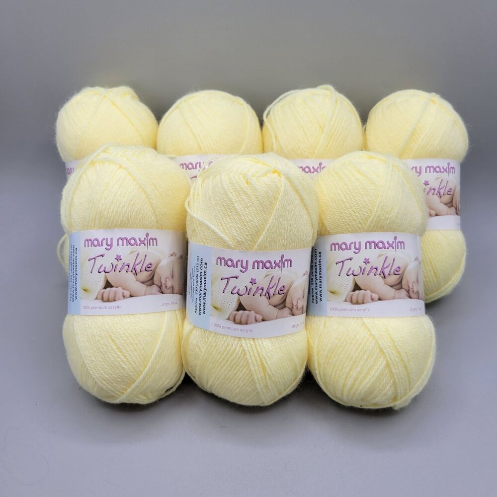 Mary Maxim Twinkle 100% Premium Acrylic Yarn Bundle 8 Skeins Super Fine 7 Skeins